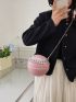 Mini Circle Bag Letter Graphic Chain Strap PU