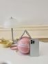 Mini Circle Bag Letter Graphic Chain Strap PU