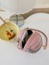 Mini Circle Bag Letter Graphic Chain Strap PU