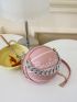 Mini Circle Bag Letter Graphic Chain Strap PU