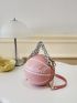 Mini Circle Bag Letter Graphic Chain Strap PU