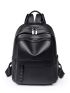 Studded Decor Zip Front Classic Backpack