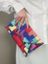 Geometric Pattern Contrast Binding Envelope Bag