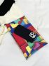 Geometric Pattern Contrast Binding Envelope Bag