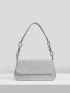 Glitter Bow Decor Flap Square Bag