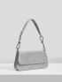 Glitter Bow Decor Flap Square Bag