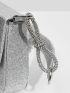 Glitter Bow Decor Flap Square Bag