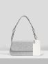 Glitter Bow Decor Flap Square Bag