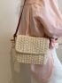 Minimalist Flap Crossbody Bag Plain Straw Bag