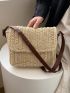 Minimalist Flap Crossbody Bag Plain Straw Bag