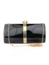 Mini Rhinestone Decor Clutch Bag Chain Colorblock Box Bag