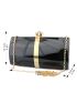 Mini Rhinestone Decor Clutch Bag Chain Colorblock Box Bag