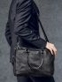 Minimalist Zipper Briefcase Double Handle Bag for Men