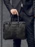 Minimalist Zipper Briefcase Double Handle Bag for Men