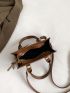 Mini Zipper Satchel Bag Double Handle Square Bag