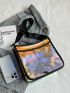 Colorblock Funky Crossbody Bag Holographic Square Bag, Clear Bag