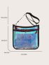 Colorblock Funky Crossbody Bag Holographic Square Bag, Clear Bag