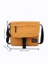 Letter Patch Messenger Bag Zipper Front Decor Adjustable Strap For Daily