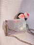 Mini Rhinestone Decor Evening Bag Flap Chain Square Bag