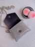 Mini Rhinestone Decor Evening Bag Flap Chain Square Bag