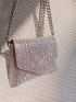 Mini Rhinestone Decor Evening Bag Flap Chain Square Bag