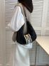New Contrast Leisure College Cloth Bag Crescent Bag Shoulder Bag