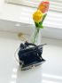 Mini Chain Decor Satchel Flap Square Bag