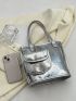 Metallic Evening Bag Sequin Decor Square Bag With Coin Purse, Clear Bag