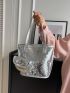 Metallic Evening Bag Sequin Decor Square Bag With Coin Purse, Clear Bag