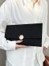 Crocodile Print Women Clutch Metal Decor Flap Envelope Bag