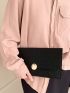 Crocodile Embossed Clutch Metal Lock Flap Square Bag