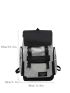 Men Letter Graphic Functional Backpack Buckle Decor Flap Backpack
