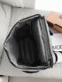 Men Letter Graphic Functional Backpack Buckle Decor Flap Backpack