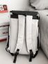Men Letter Graphic Functional Backpack Buckle Decor Flap Backpack