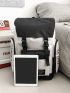 Men Letter Graphic Functional Backpack Buckle Decor Flap Backpack