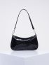 Studded Decor Baguette Bag