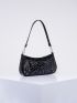 Studded Decor Baguette Bag