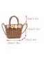 Mini Drawstring Design Satchels Bag Flower Decor Straw Bag For Vacation