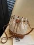 Mini Quilted Drawstring Design Chain Bucket Bag