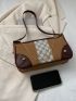 Geometric Pattern Baguette Bag Chain Decor Fashion Style