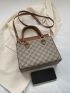 All Over Print Square Bag Letter Print Double Handle For Work