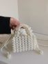 Mini Faux Pearl Decor Drawstring Design Satchel Bag