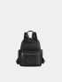Letter Patch Decor Functional Backpack