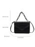 Small Flap Square Bag Quilted Pattern Chain Decor