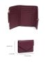 Genuine Leather Litchi Embossed Wallet Button Decor Flap Small Wallet