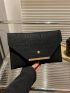 Crocodile Embossed Clutch Metal Decor Envelope Bag