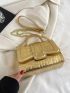Mini Metallic Satchel Crocodile Embossed Flap Square Bag