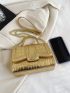 Mini Metallic Satchel Crocodile Embossed Flap Square Bag