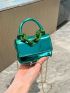 Mini Neon Green Satchel Chain Decor Flap Square Bag