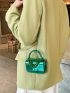 Mini Neon Green Satchel Chain Decor Flap Square Bag